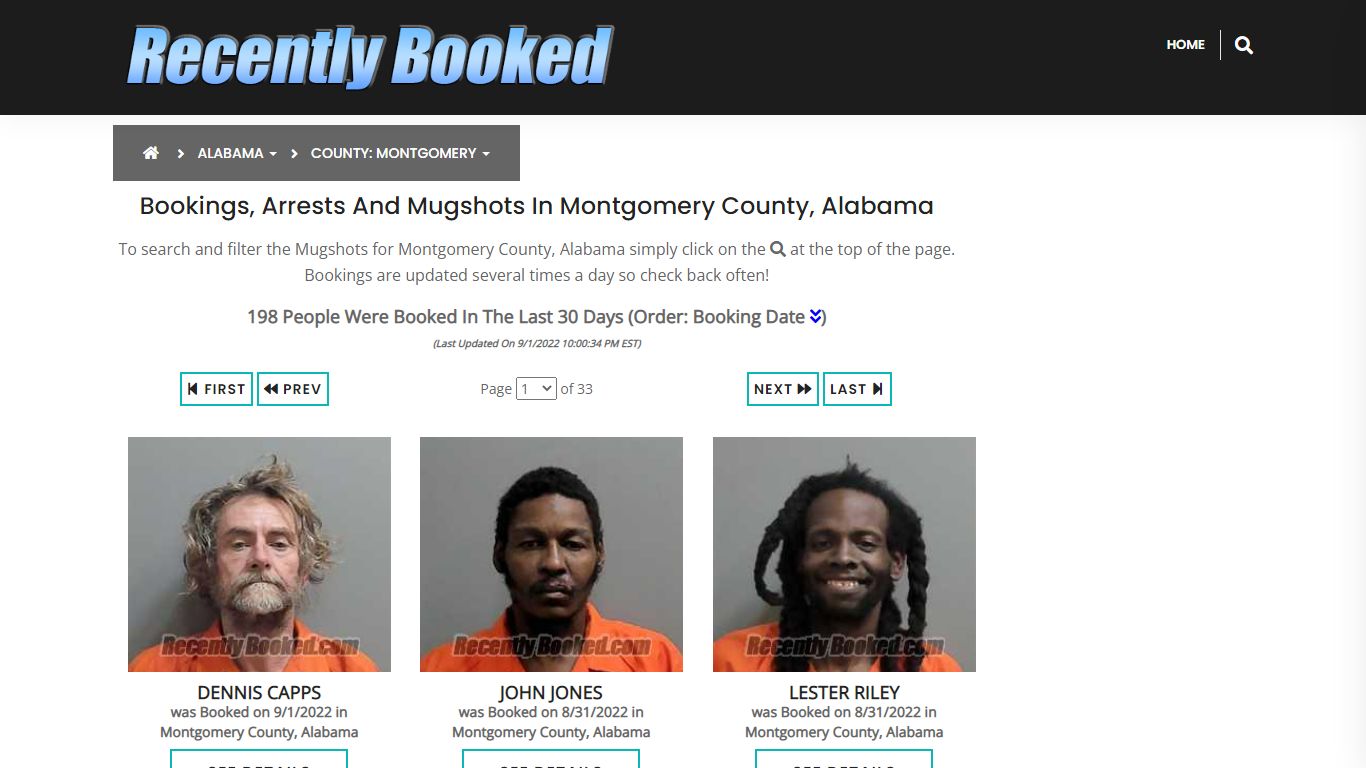 Bookings, Arrests and Mugshots in Montgomery County, Alabama