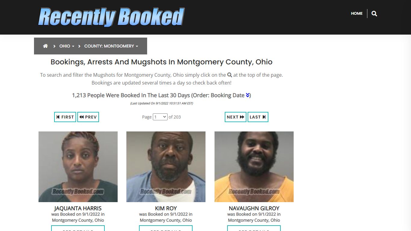 Bookings, Arrests and Mugshots in Montgomery County, Ohio - Recently Booked